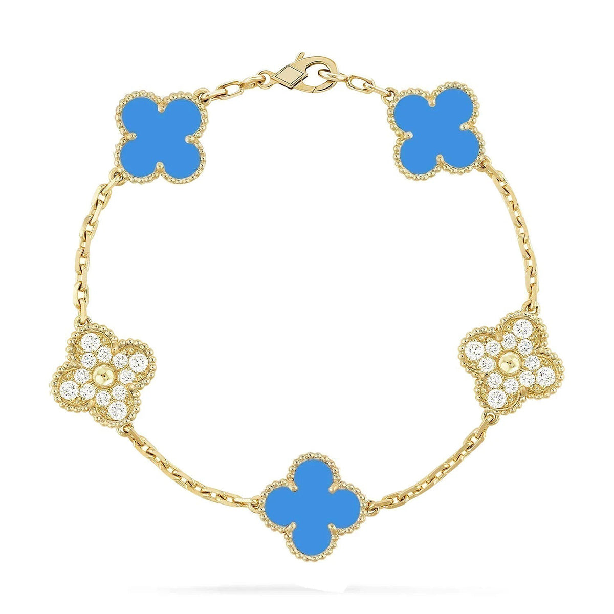[LumiVibe] CLOVER 5 MOTIF BLUE AGATE BRACELET COLLECTION