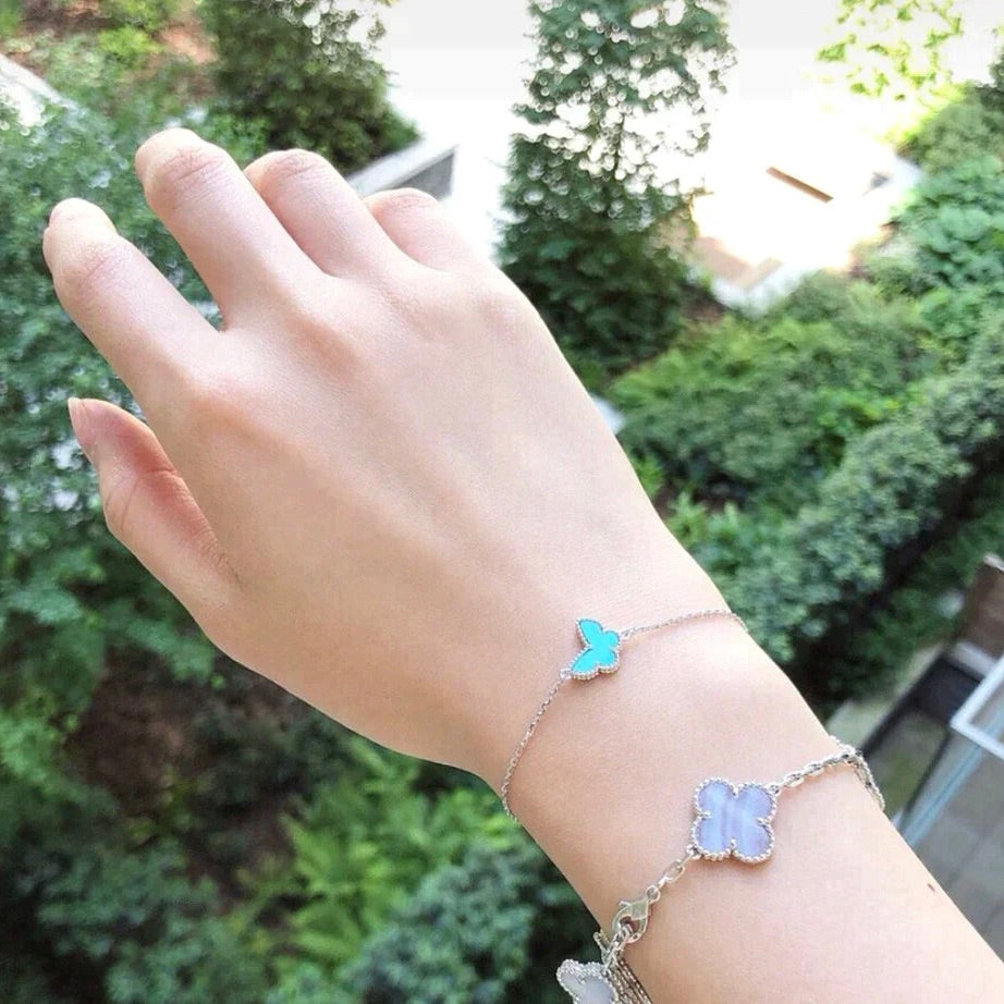 [LumiVibe]BUTTERFLY TURQUOISE BUTTERFLY BRACELET SILVER
