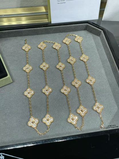 [LumiVibe]CLOVER 20 MOTIFS FULL-DIAMOND NECKLACE