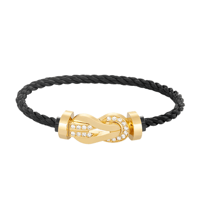 [LumiVibe]CHANCE LARGE 8 FIGURE BUCKLE HALF DIAMOND BRACELET GOLD