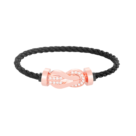[LumiVibe]CHANCE LARGE 8 FIGURE BUCKLE HALF DIAMOND BRACELET ROSE GOLD