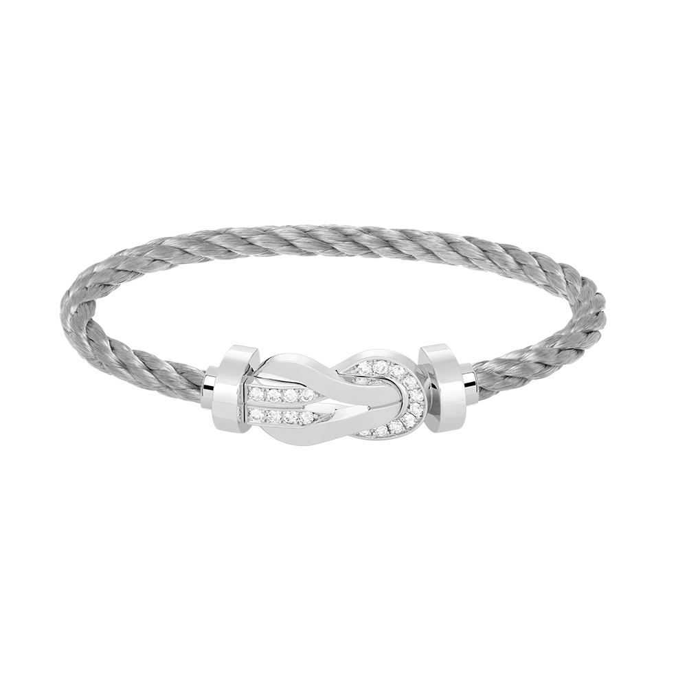 [LumiVibe]CHANCE LARGE 8 FIGURE BUCKLE HALF DIAMOND BRACELET SILVER