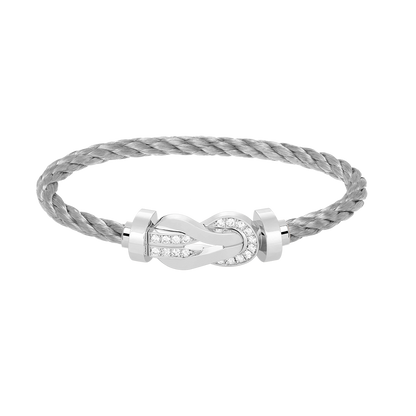 [LumiVibe]CHANCE LARGE 8 FIGURE BUCKLE HALF DIAMOND BRACELET SILVER