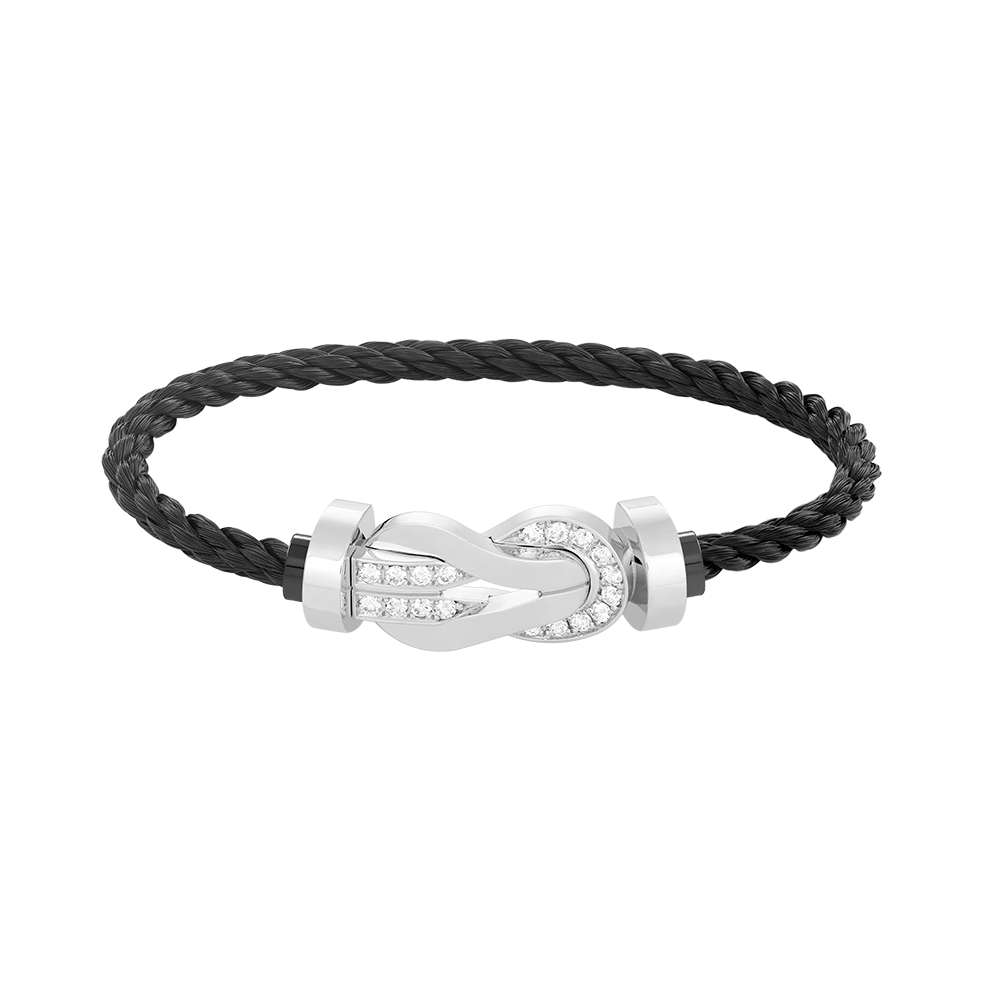 [LumiVibe]CHANCE LARGE 8 FIGURE BUCKLE HALF DIAMOND BRACELET SILVER