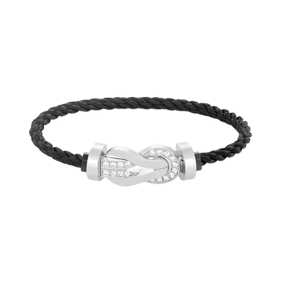[LumiVibe]CHANCE LARGE 8 FIGURE BUCKLE HALF DIAMOND BRACELET SILVER