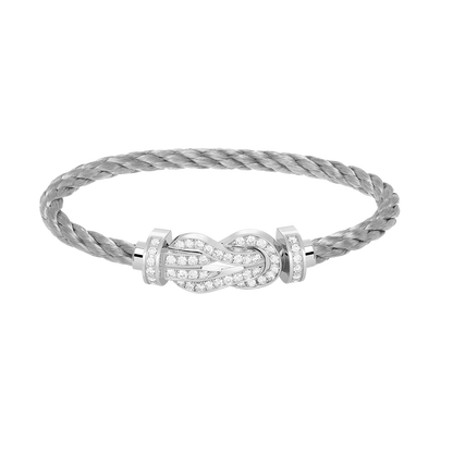 [LumiVibe]CHANCE LARGE 8 FIGURE BUCKLE FULL DIAMOND BRACELET SILVER