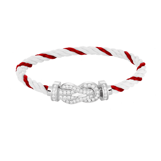 [LumiVibe]CHANCE LARGE 8 FIGURE BUCKLE FULL DIAMOND BRACELET SILVER