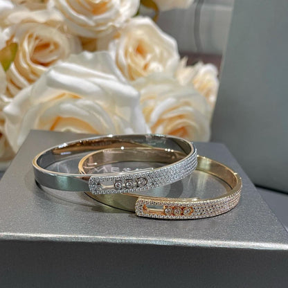 [LumiVibe]Move Noa Rose Gold Pavé Diamond Bangle Bracelet