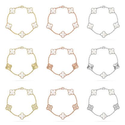 [LumiVibe]CLOVER WHITE PEARL MOP 5 MOTIF BRACELET COLLECTION