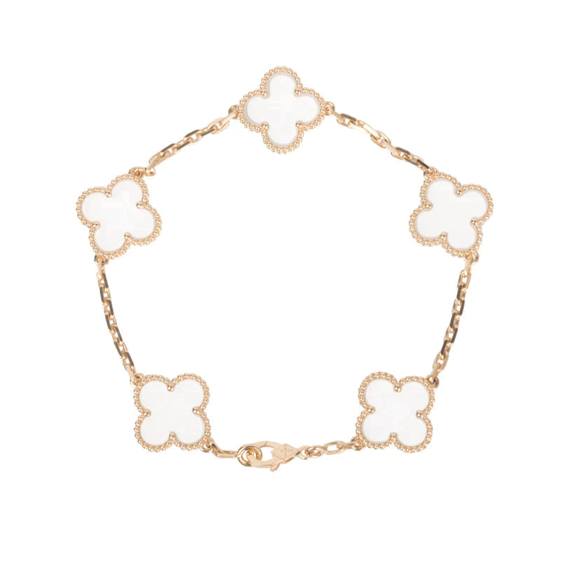 [LumiVibe]CLOVER 5 MOTIF ROCK CRYSTAL BRACELET