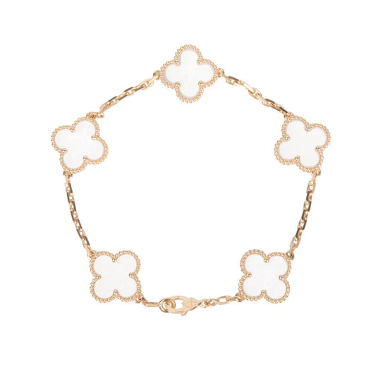 [LumiVibe]CLOVER 5 MOTIF ROCK CRYSTAL BRACELET