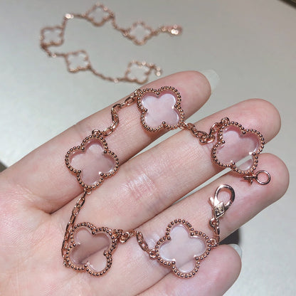 [LumiVibe]CLOVER 5 MOTIF ROCK CRYSTAL BRACELET