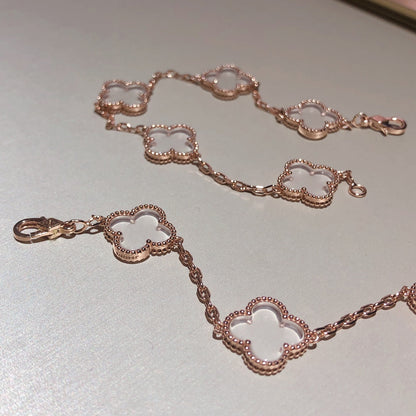 [LumiVibe]CLOVER 5 MOTIF ROCK CRYSTAL BRACELET