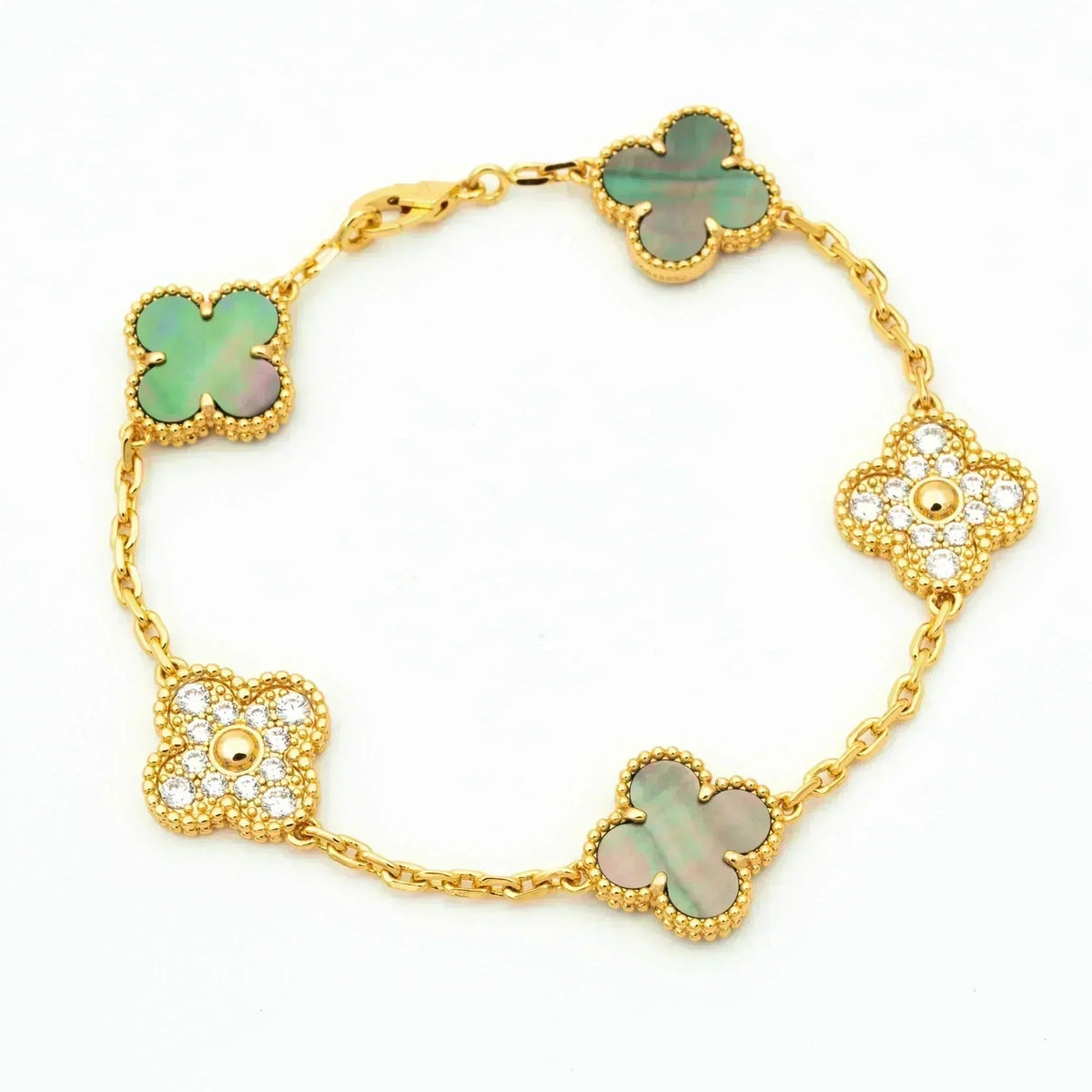 [LumiVibe] CLOVER 5 MOTIF GRAY MOP BRACELET COLLECTION