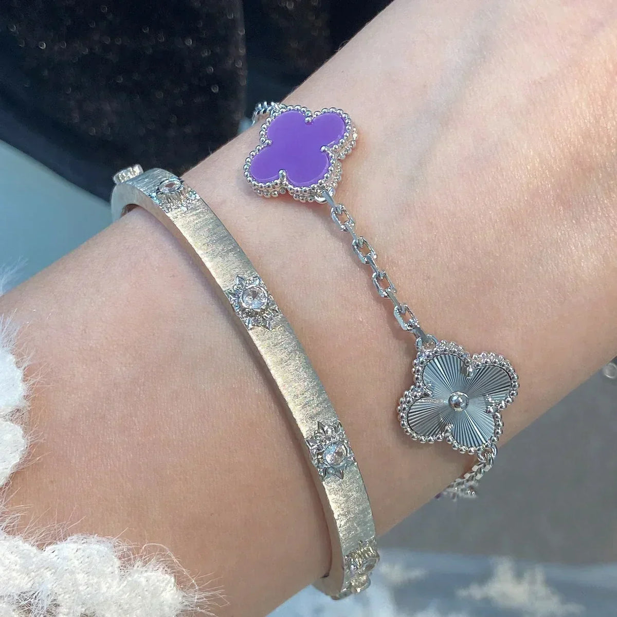 [LumiVibe] CLOVER 5 MOTIF VIOLET BRACELET COLLECTION