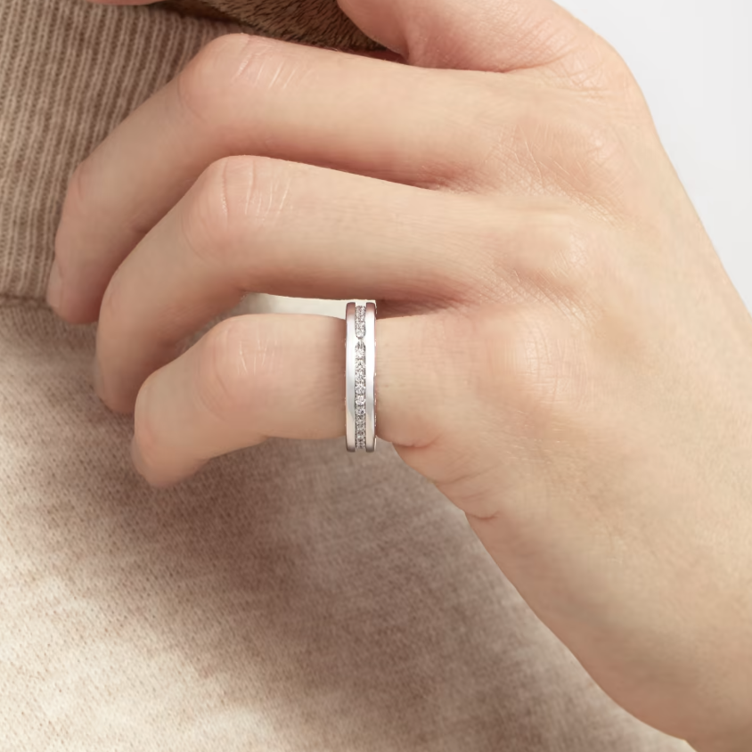 [LumiVibe]ZERO 1 ONE-BAND PAVED DIAMONDS ON THE SPIRAL RING