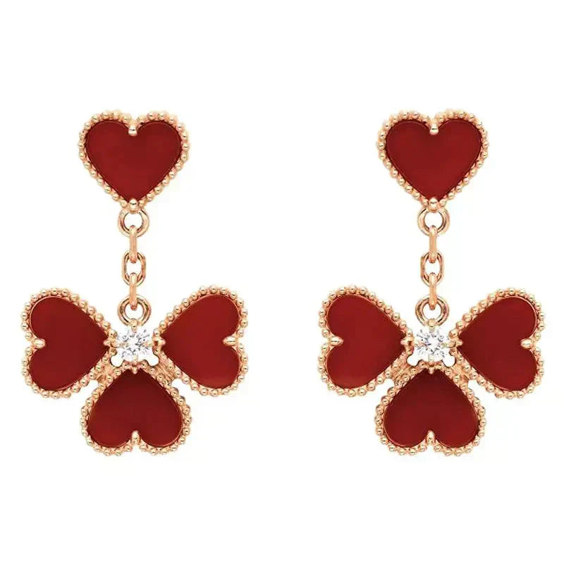 [LumiVibe]SWEET CLOVER CARNELIAN EARRINGS