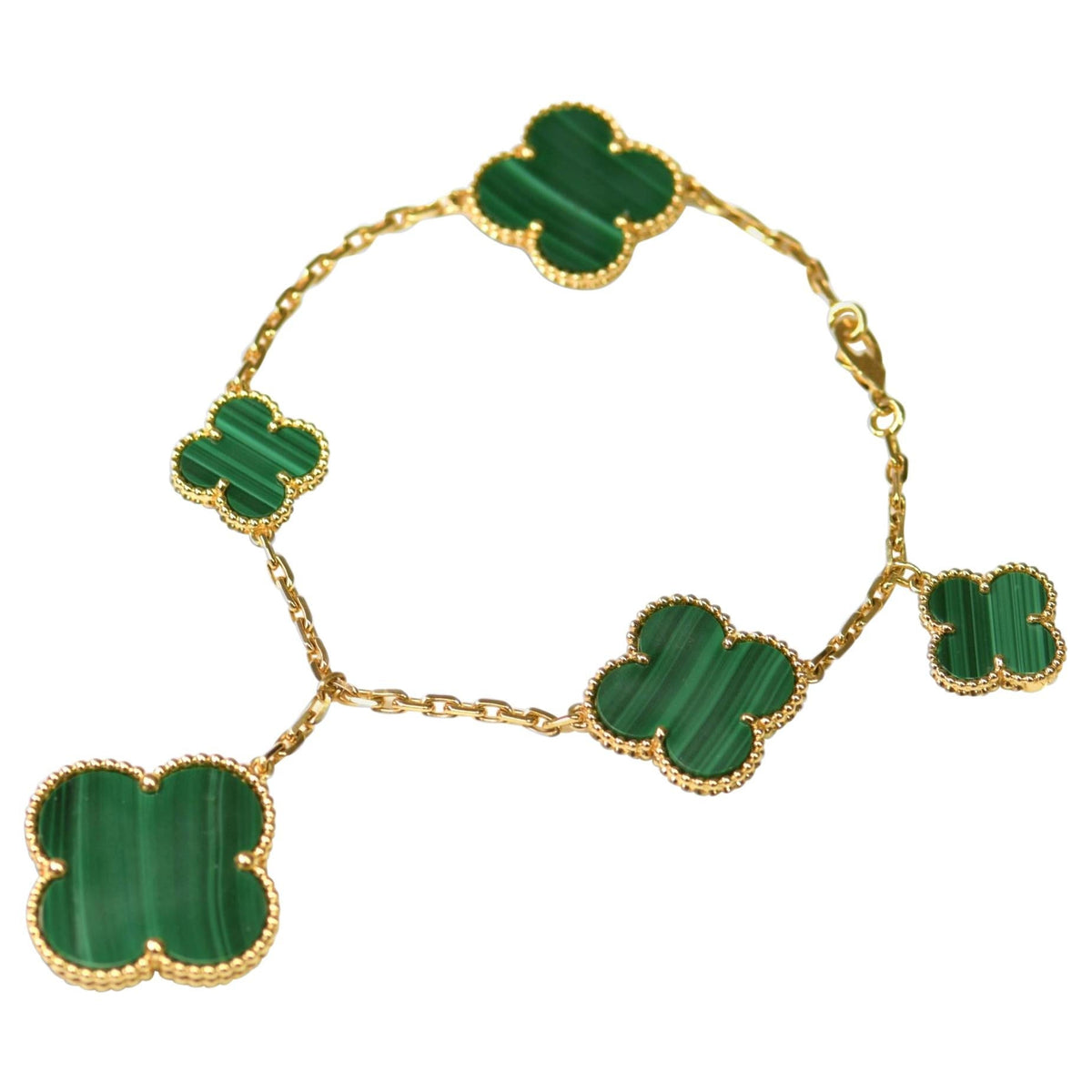 [LumiVibe]MAGIC CLOVER MALACHITE GOLD BRACELET 5 MOTIFS