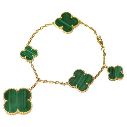 [LumiVibe]MAGIC CLOVER MALACHITE GOLD BRACELET 5 MOTIFS