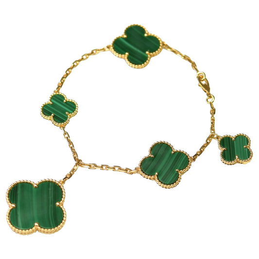[LumiVibe]MAGIC CLOVER MALACHITE GOLD BRACELET 5 MOTIFS