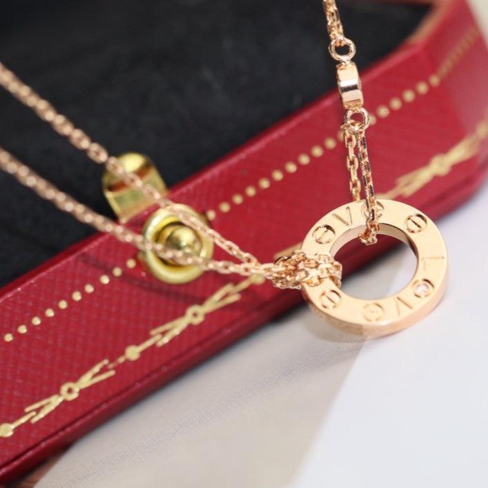 [LumiVibe]LOVE NECKLACE ADJUSTABLE ROSE GOLD 2 DIAMOND