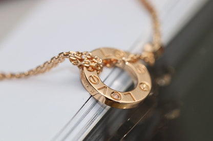 [LumiVibe]LOVE NECKLACE ADJUSTABLE ROSE GOLD 2 DIAMOND
