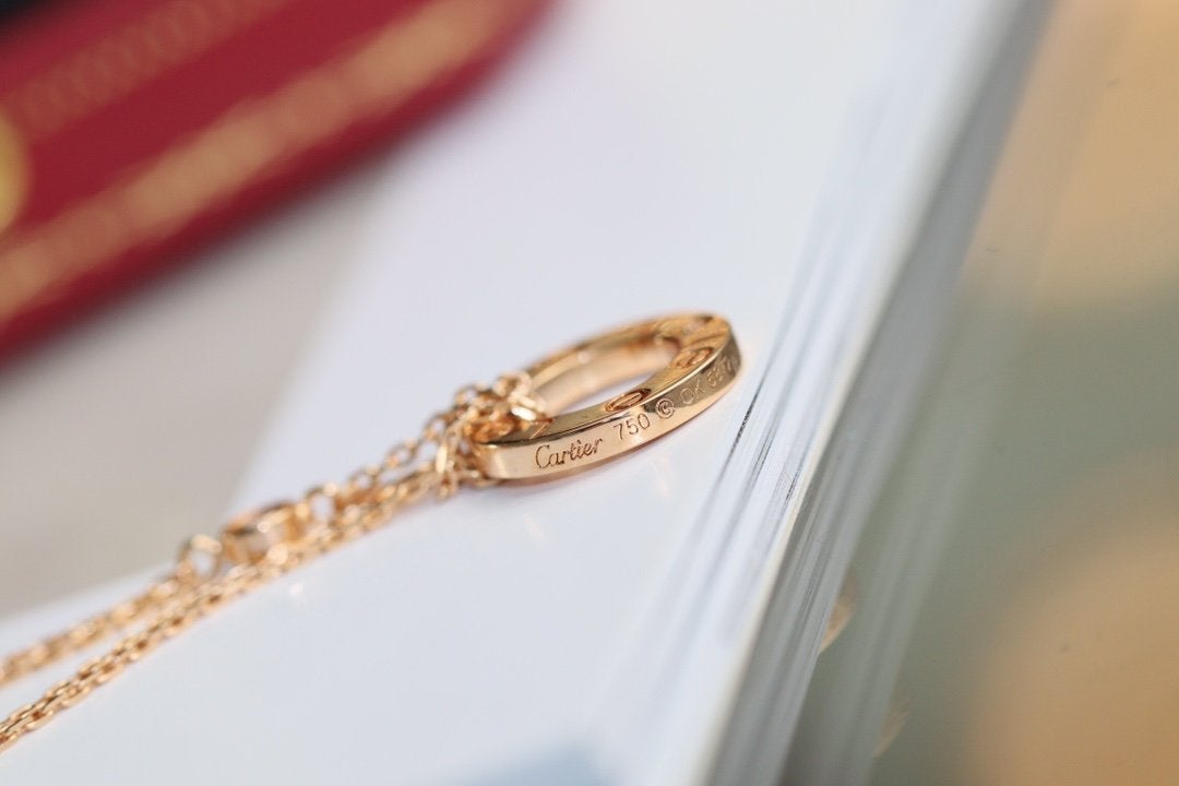 [LumiVibe]LOVE NECKLACE ADJUSTABLE ROSE GOLD 2 DIAMOND