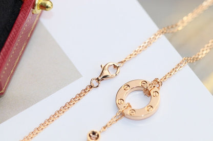 [LumiVibe]LOVE NECKLACE ADJUSTABLE ROSE GOLD 2 DIAMOND