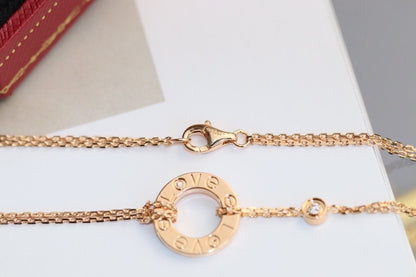 [LumiVibe]LOVE NECKLACE ADJUSTABLE ROSE GOLD 2 DIAMOND