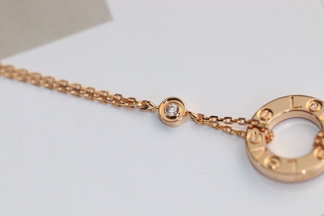 [LumiVibe]LOVE NECKLACE ADJUSTABLE ROSE GOLD 2 DIAMOND