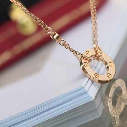[LumiVibe]LOVE NECKLACE ADJUSTABLE ROSE GOLD 2 DIAMOND