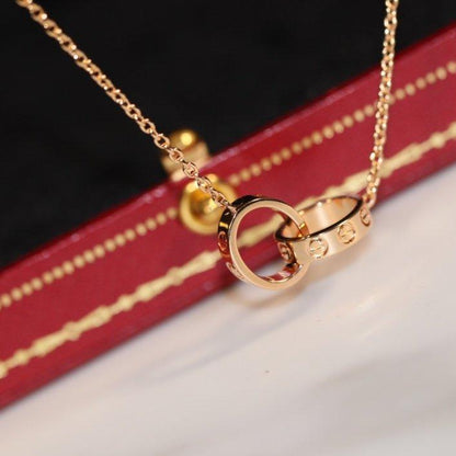 [LumiVibe]LOVE NECKLACE PINK GOLD AND SILVER