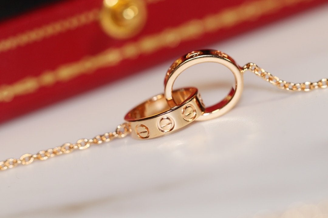 [LumiVibe]LOVE NECKLACE PINK GOLD AND SILVER