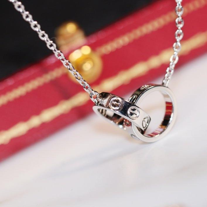 [LumiVibe]LOVE NECKLACE PINK GOLD AND SILVER