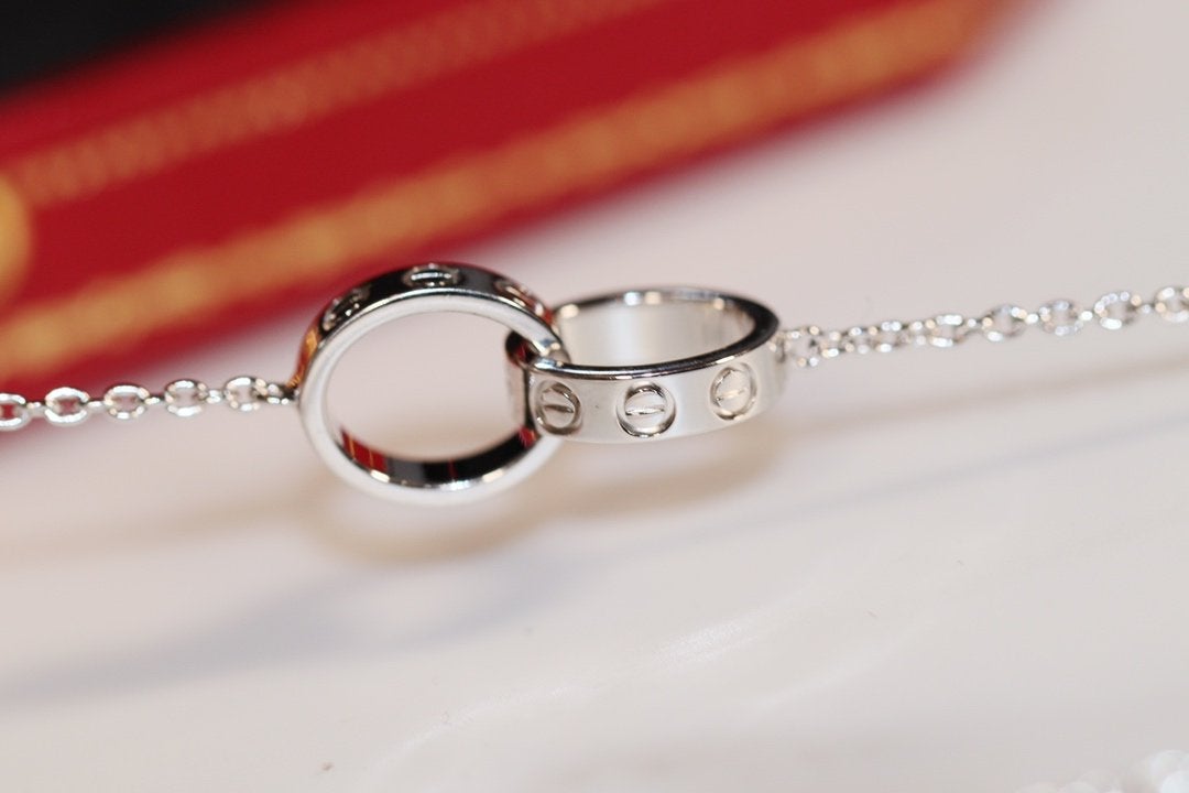 [LumiVibe]LOVE NECKLACE PINK GOLD AND SILVER