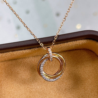 [LumiVibe]TRINITY NECKLACE SILVER GOLD PINK GOLD DIAMONDS