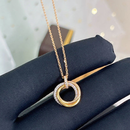 [LumiVibe]TRINITY NECKLACE SILVER GOLD PINK GOLD DIAMONDS