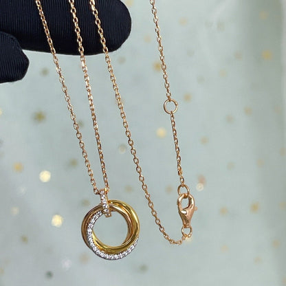 [LumiVibe]TRINITY NECKLACE SILVER GOLD PINK GOLD DIAMONDS