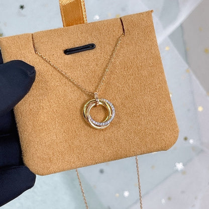 [LumiVibe]TRINITY NECKLACE SILVER GOLD PINK GOLD DIAMONDS