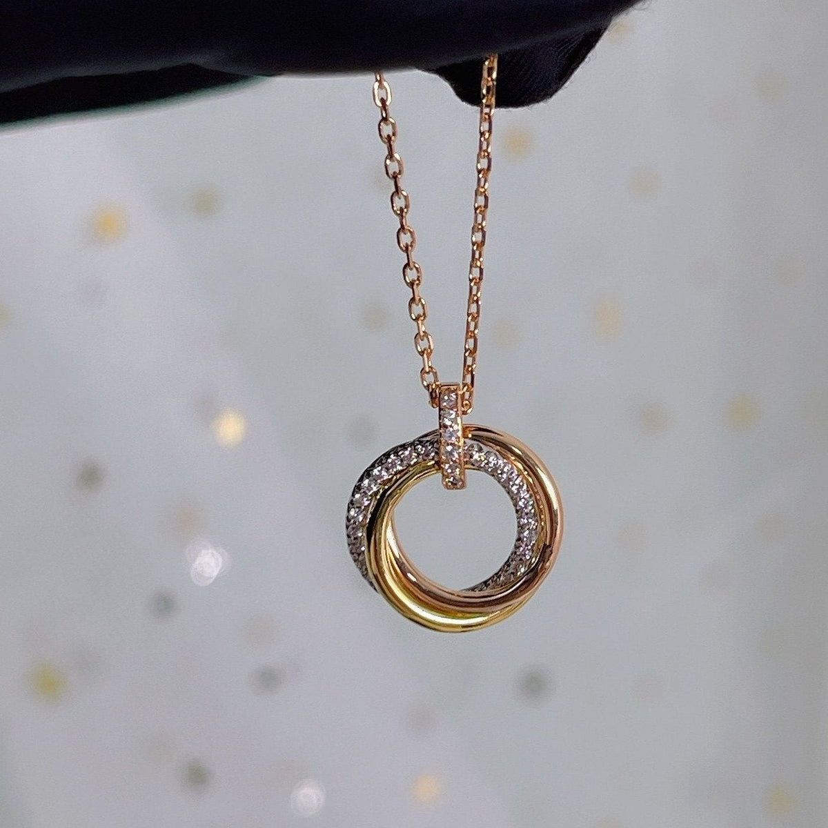 [LumiVibe]TRINITY NECKLACE SILVER GOLD PINK GOLD DIAMONDS