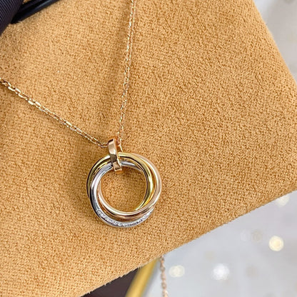 [LumiVibe]TRINITY NECKLACE SILVER GOLD PINK GOLD DIAMONDS