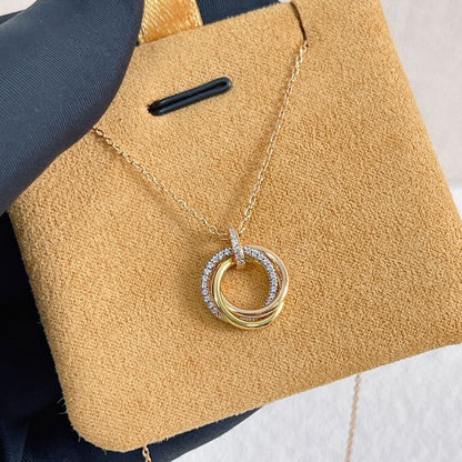 [LumiVibe]TRINITY NECKLACE SILVER GOLD PINK GOLD DIAMONDS