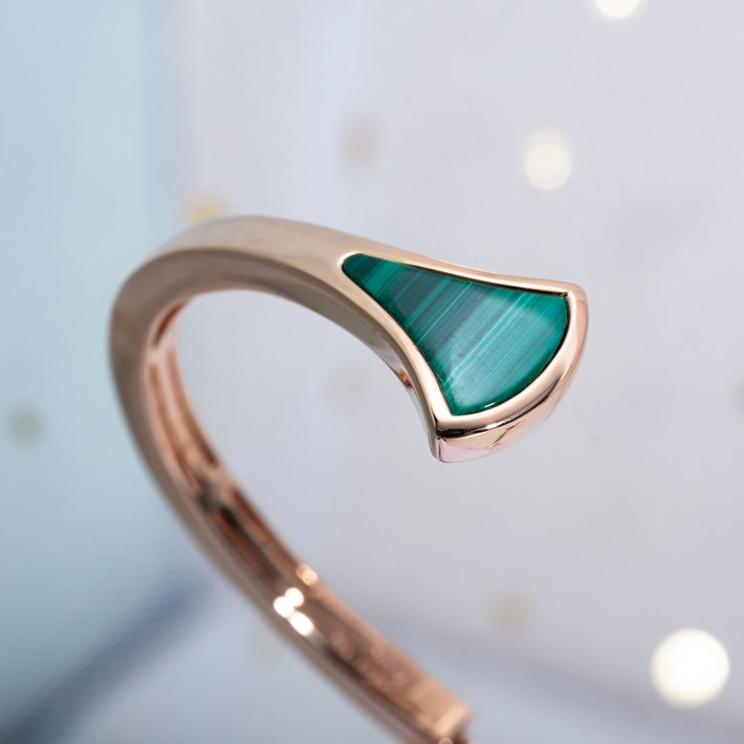 [LumiVibe]DREAM BRACELET OPEN MALACHITE PINK GOLD