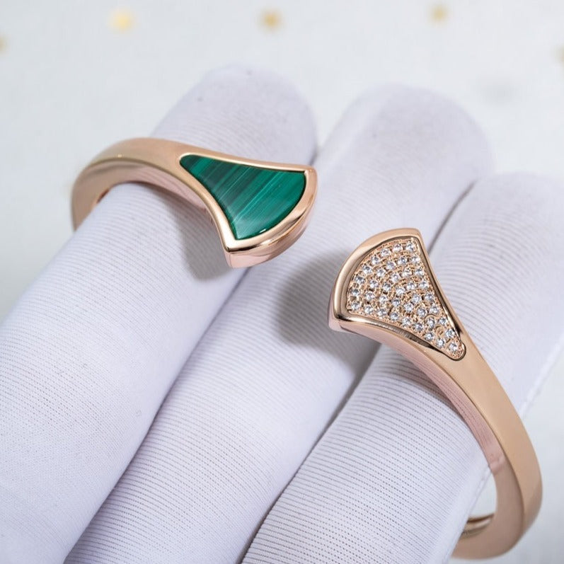 [LumiVibe]DREAM BRACELET OPEN MALACHITE PINK GOLD