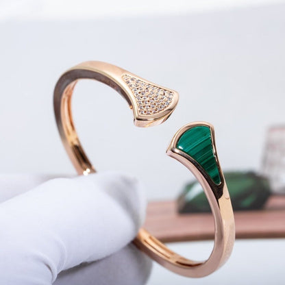 [LumiVibe]DREAM BRACELET OPEN MALACHITE PINK GOLD