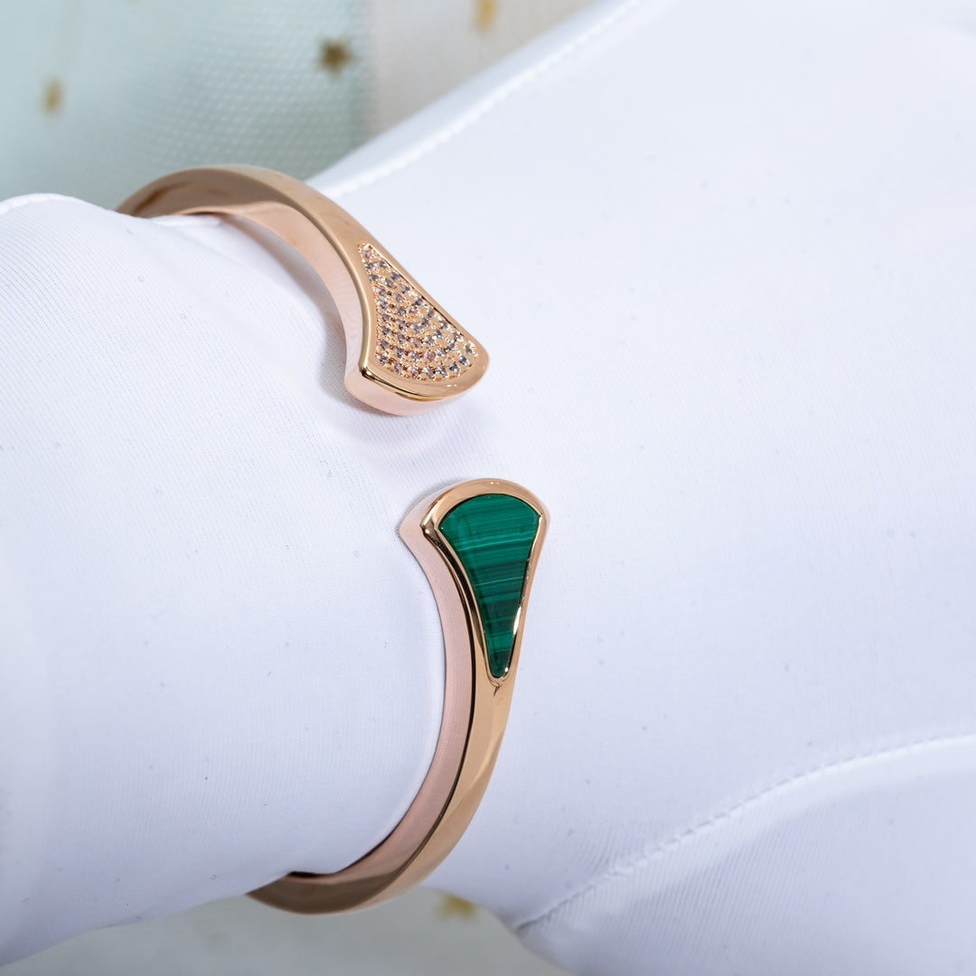 [LumiVibe]DREAM BRACELET OPEN MALACHITE PINK GOLD