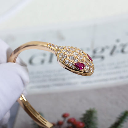 [LumiVibe]SERPENTI BRACELET PINK GOLD DIAMOND DOUBLE SNAKE