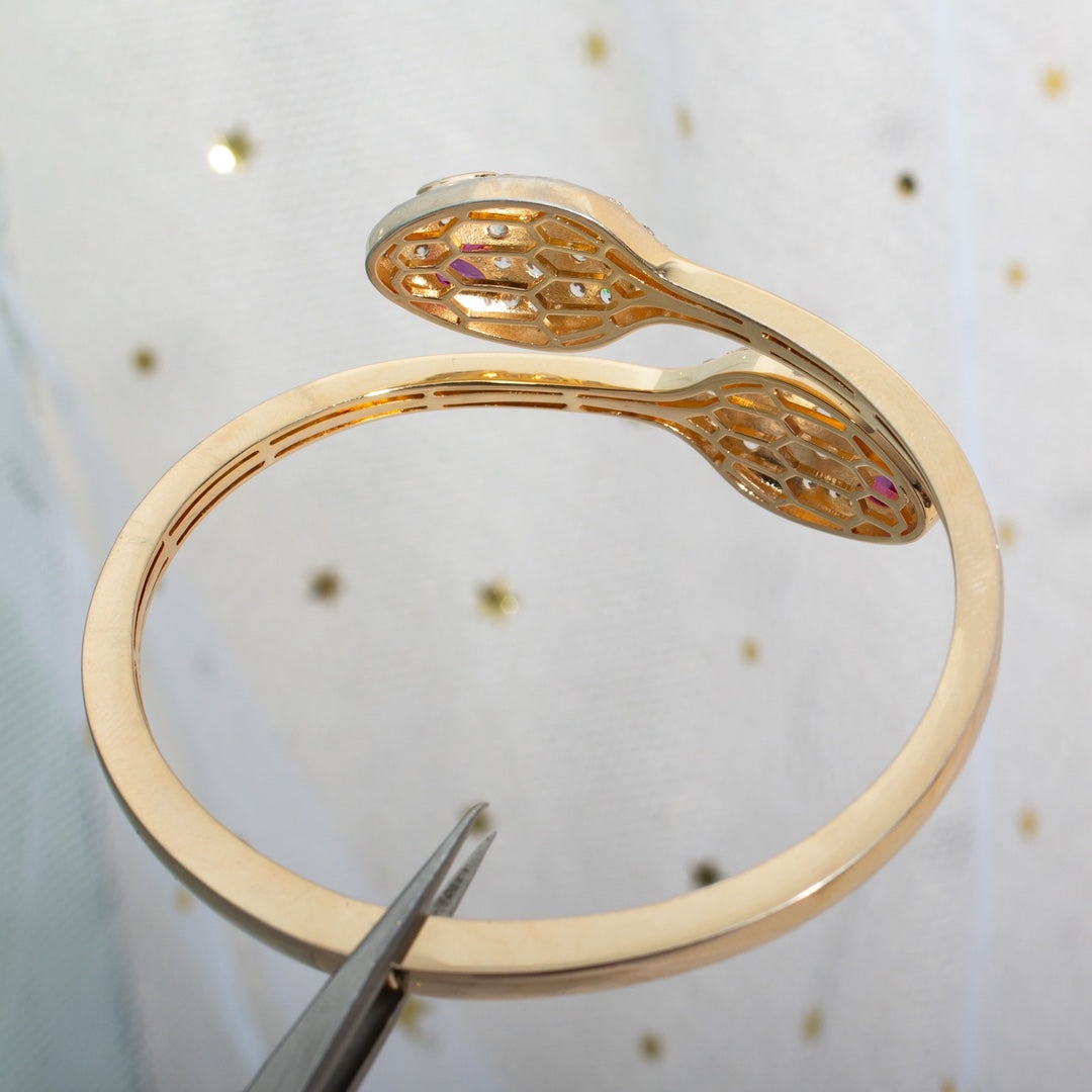 [LumiVibe]SERPENTI BRACELET PINK GOLD DIAMOND DOUBLE SNAKE