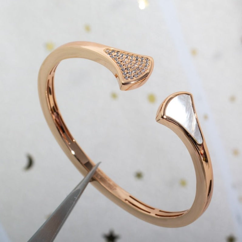[LumiVibe]DREAM BRACELET OPEN PINK GOLD MOP DIAMOND