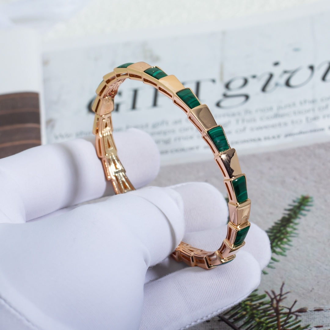 [LumiVibe]SERPENTI BRACELET PINK GOLD MALACHITE